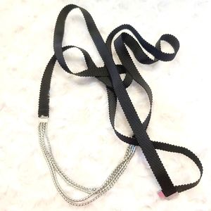 KEEP Collective Black Ribbon Silver Chain Necklace NWOT